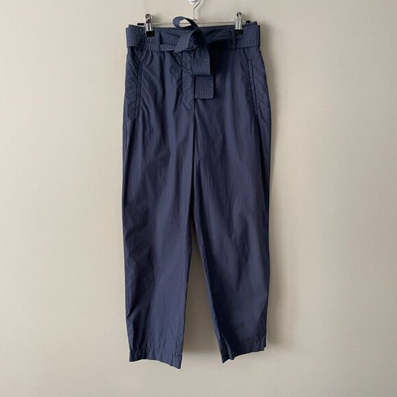 Aritzia Wilfred Tie-Front Straight Leg High Rise Pants Classic Navy Blue 4 - Picture 2 of 9
